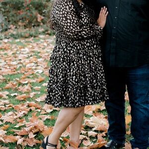 Ivy City Co Black and Cream Midi Dress